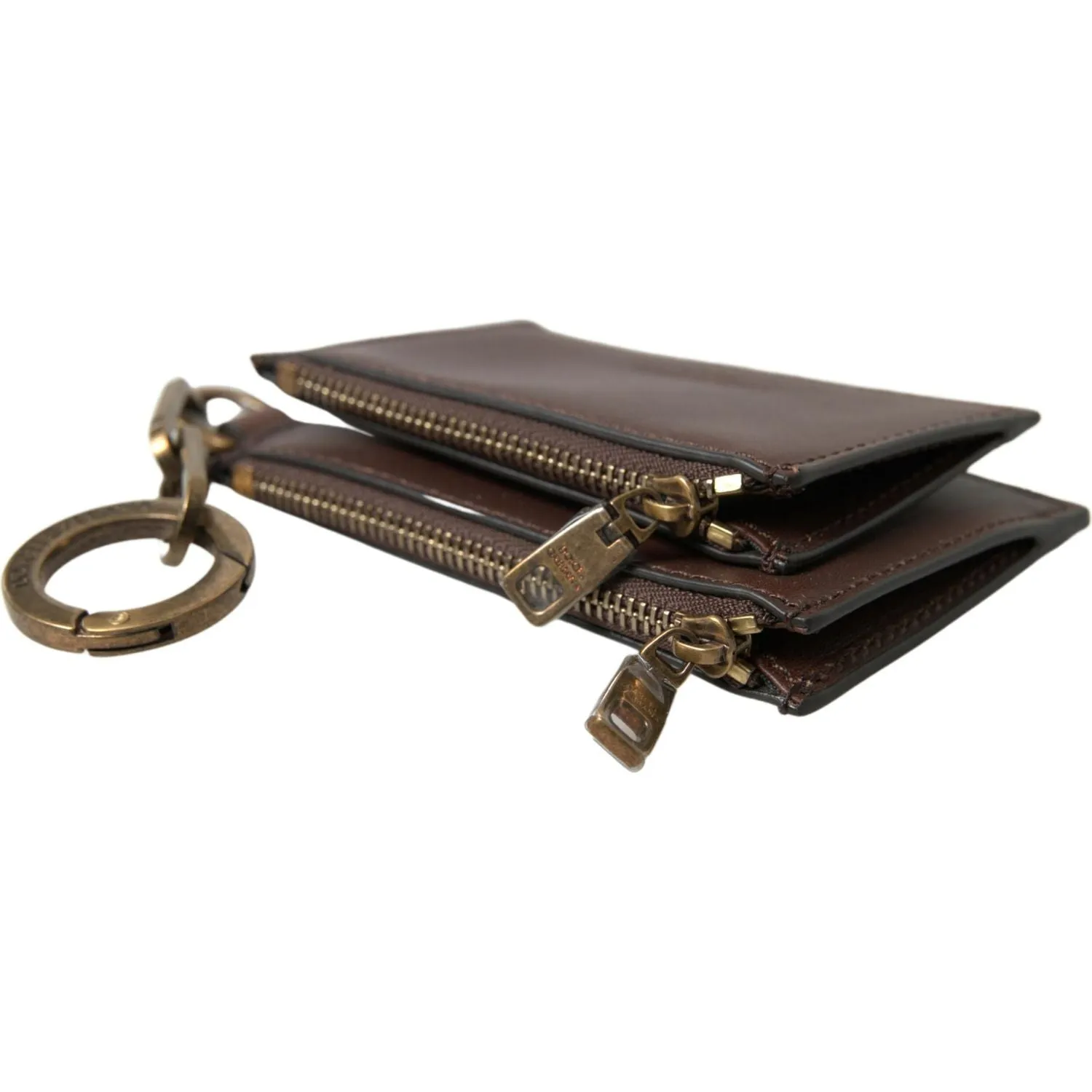 Dolce & Gabbana Elegant Brown Leather Coin Purse Wallet