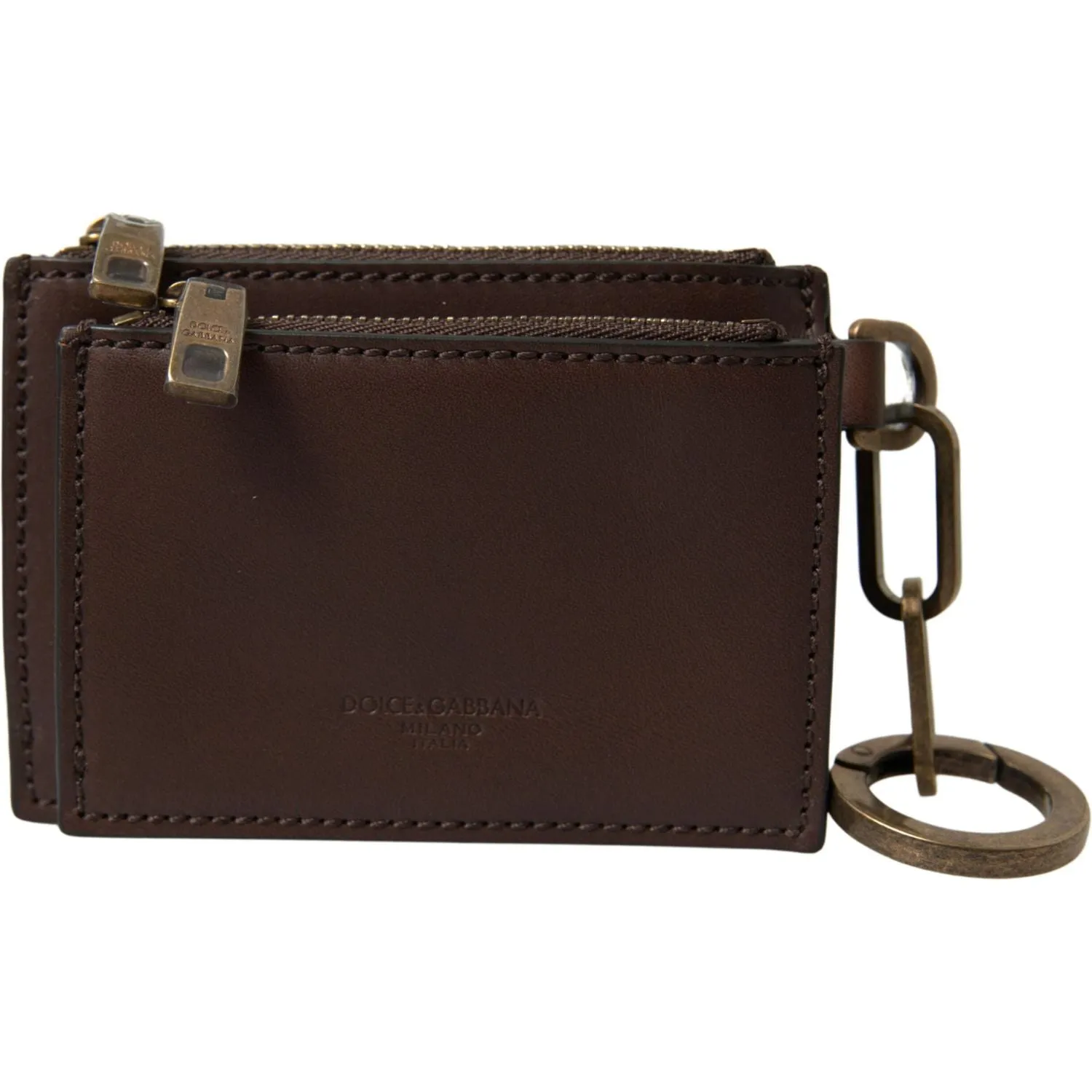 Dolce & Gabbana Elegant Brown Leather Coin Purse Wallet