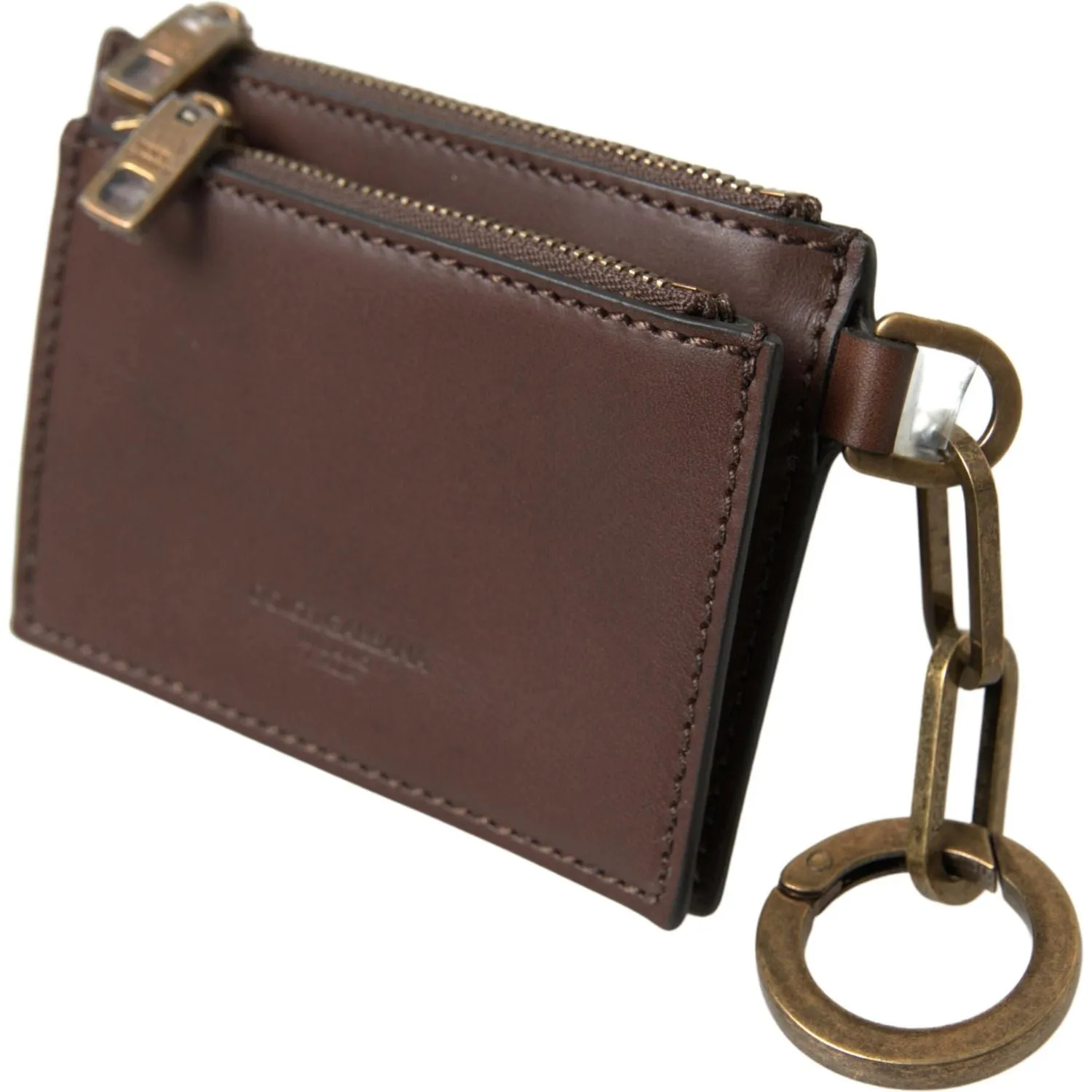 Dolce & Gabbana Elegant Brown Leather Coin Purse Wallet