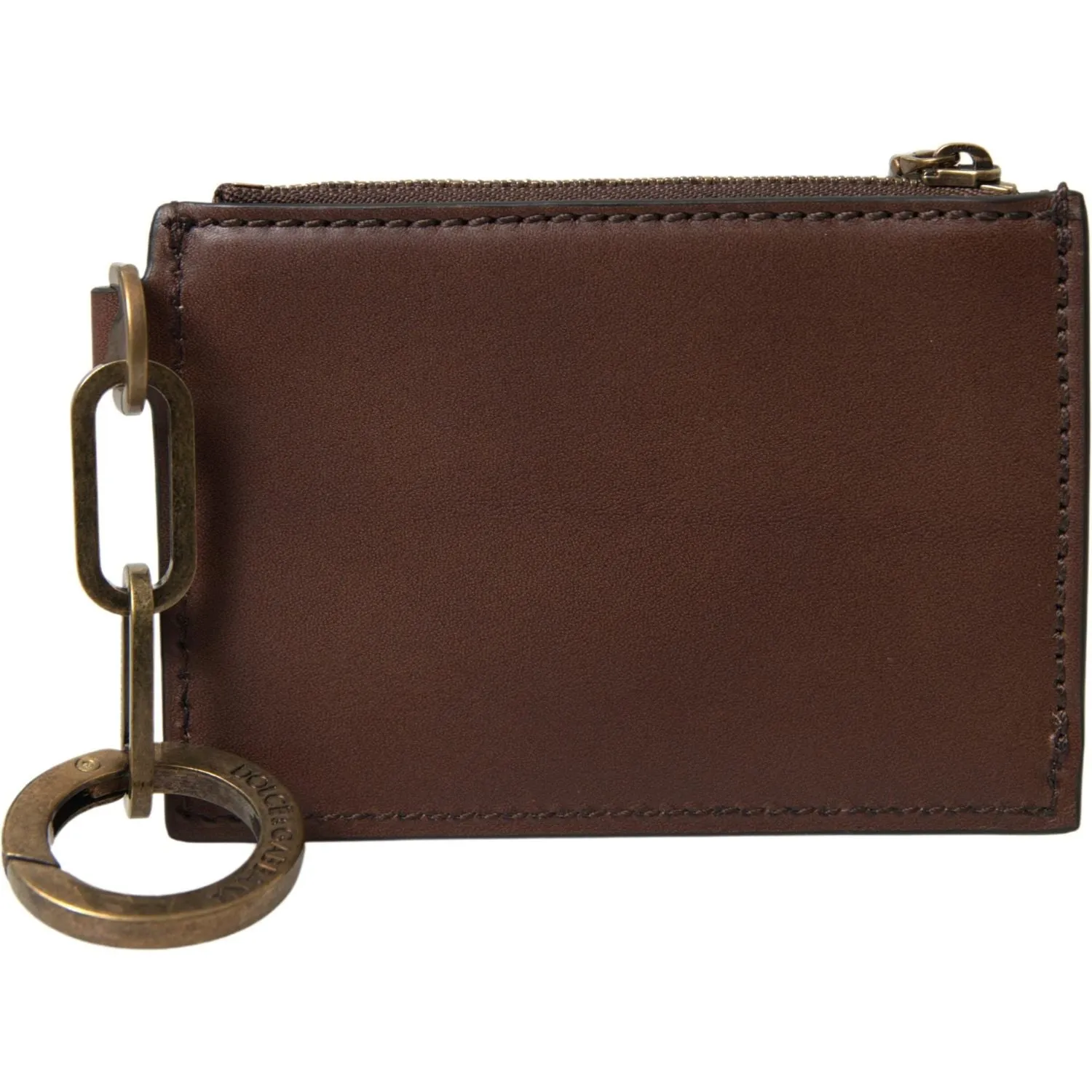 Dolce & Gabbana Elegant Brown Leather Coin Purse Wallet