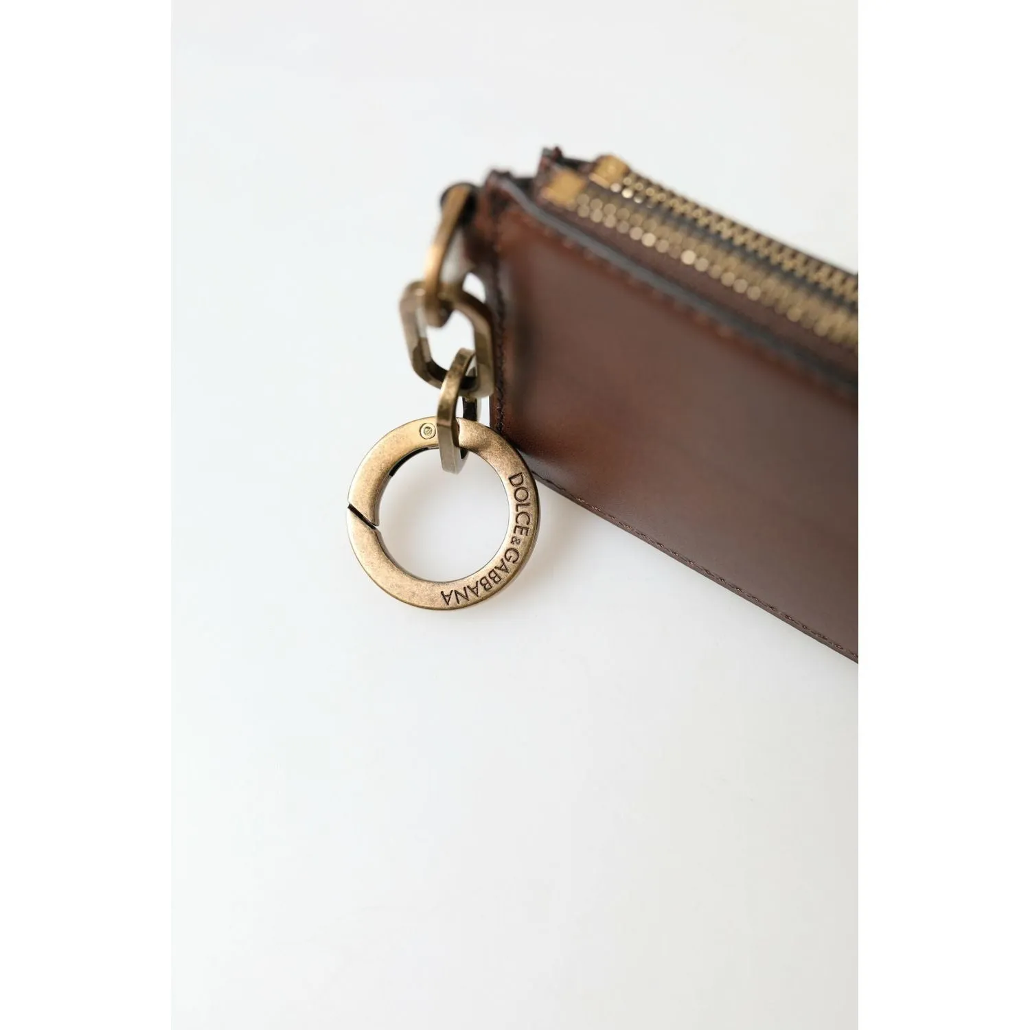 Dolce & Gabbana Elegant Brown Leather Coin Purse Wallet