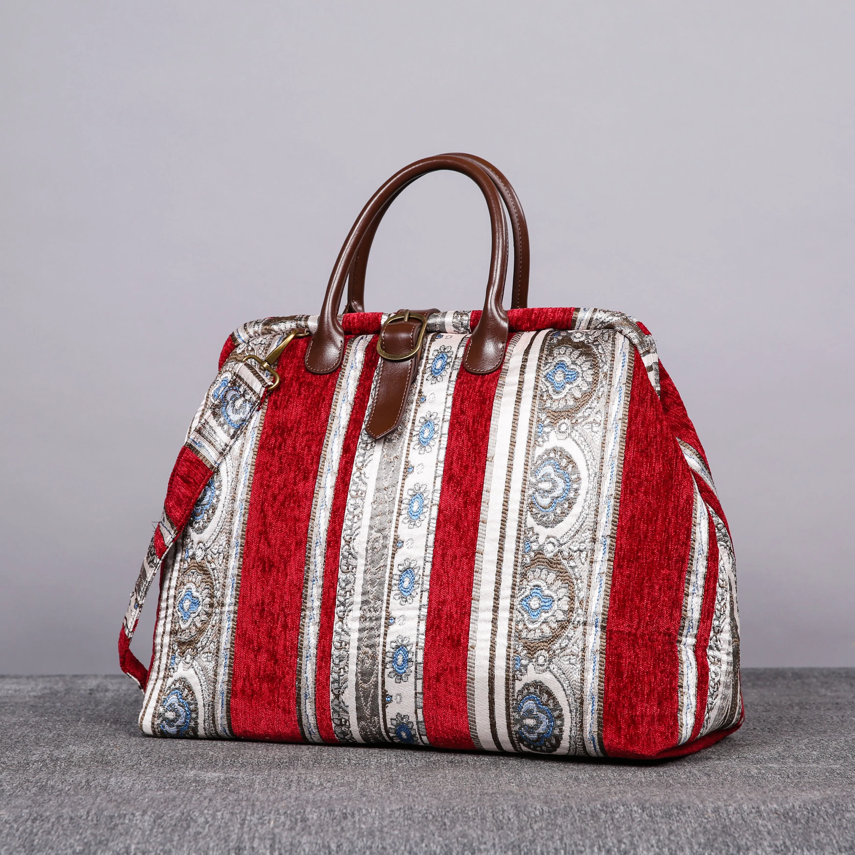 Mary Poppins Carpet Bag Ethnic Stripes Wine