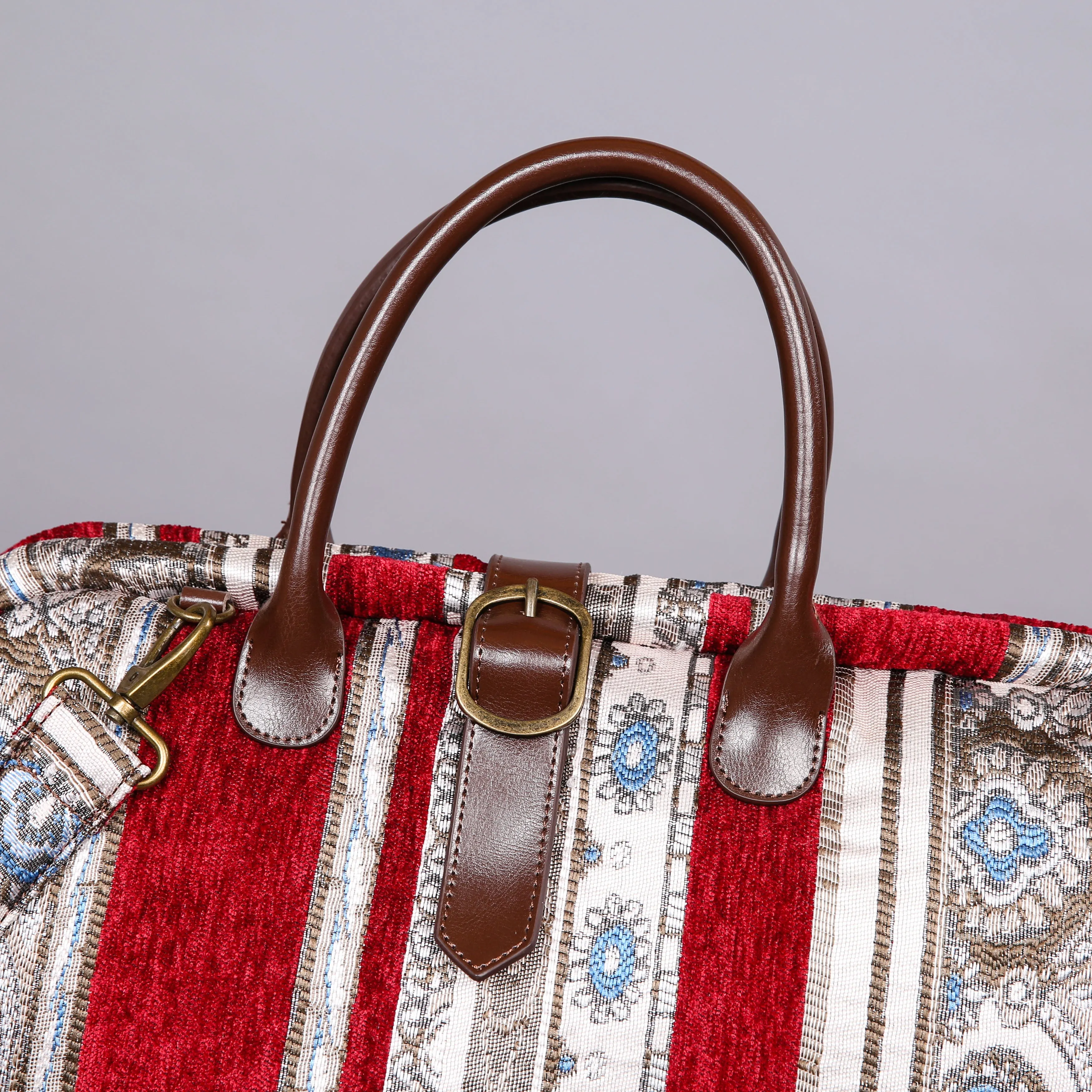Mary Poppins Carpet Bag Ethnic Stripes Wine