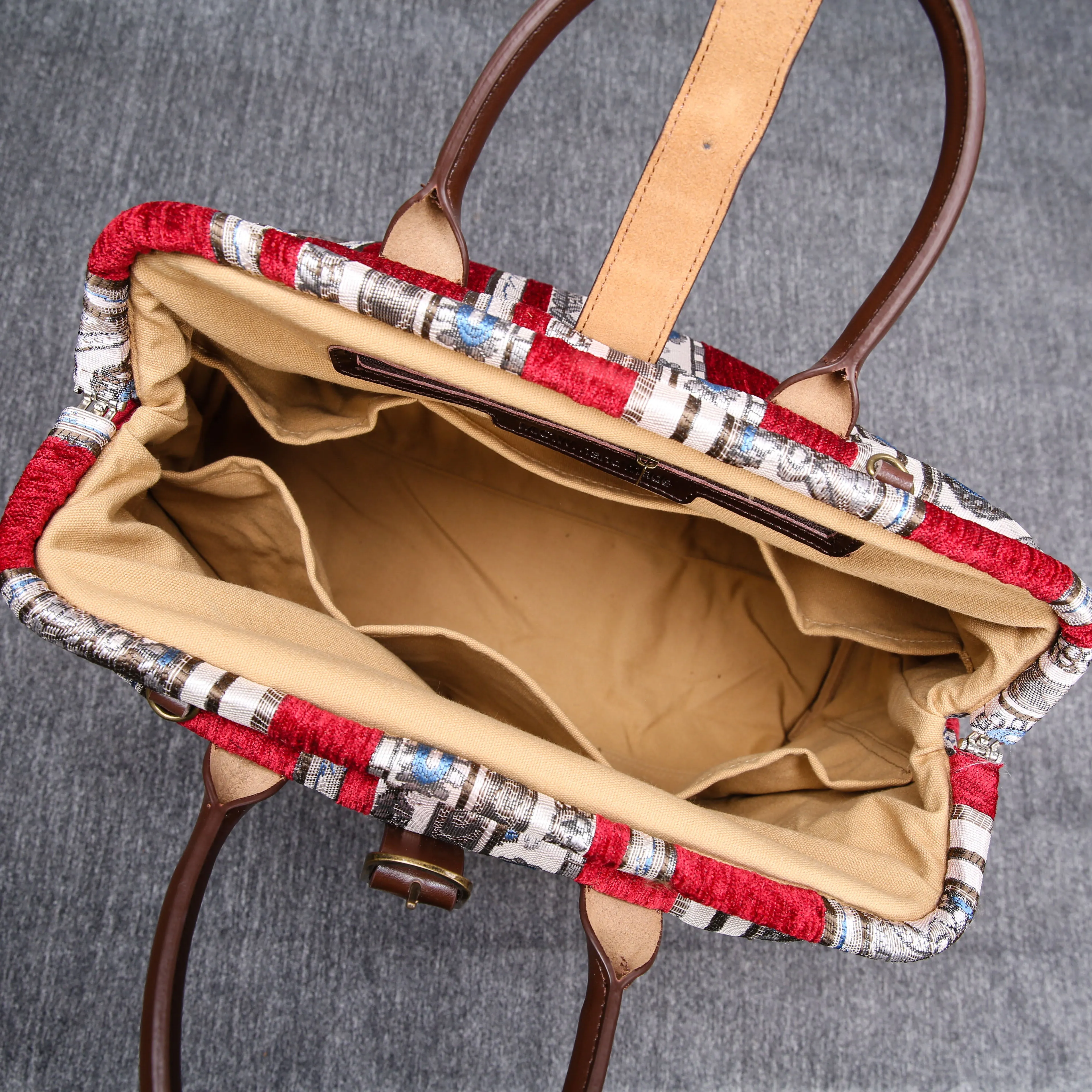 Mary Poppins Carpet Bag Ethnic Stripes Wine