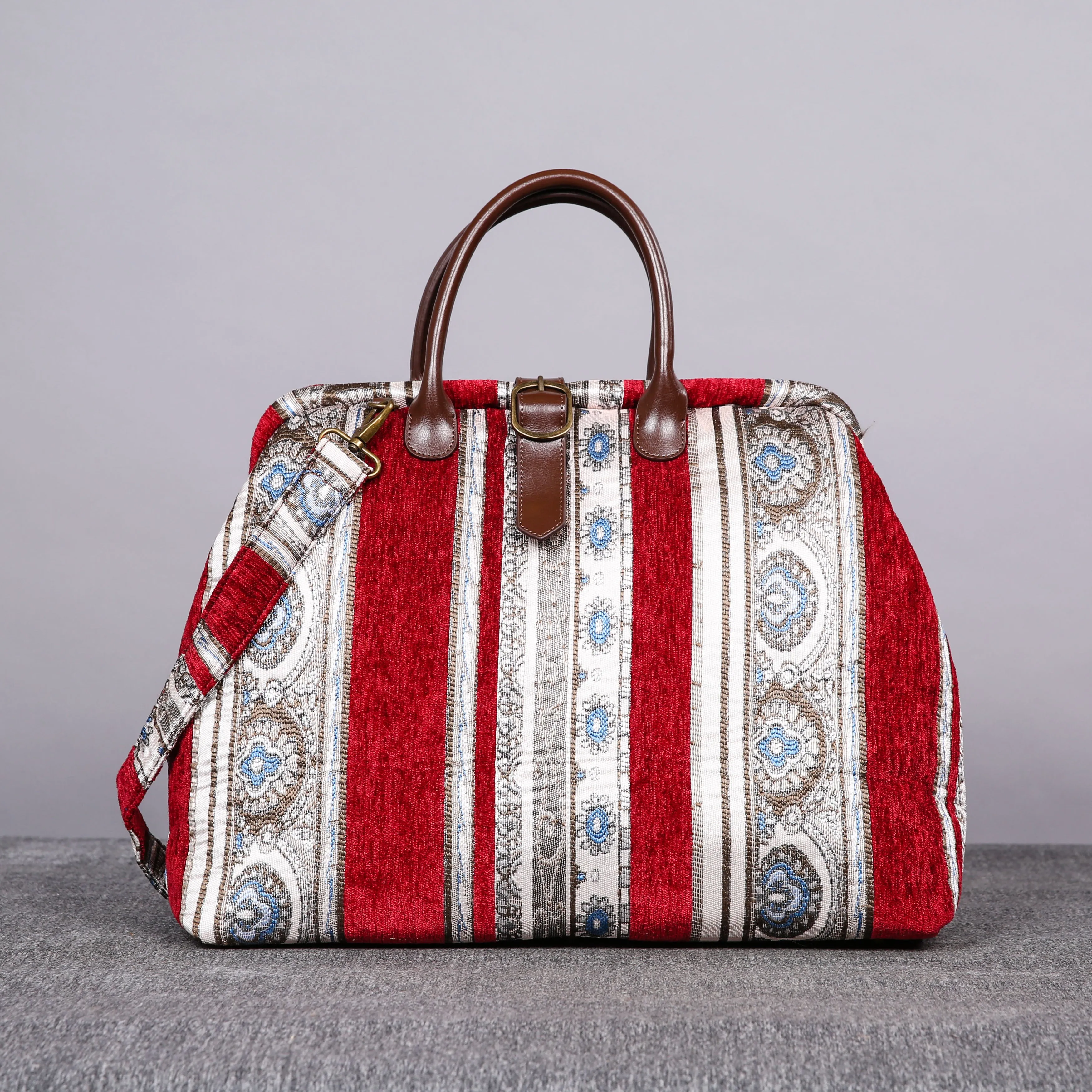 Mary Poppins Carpet Bag Ethnic Stripes Wine