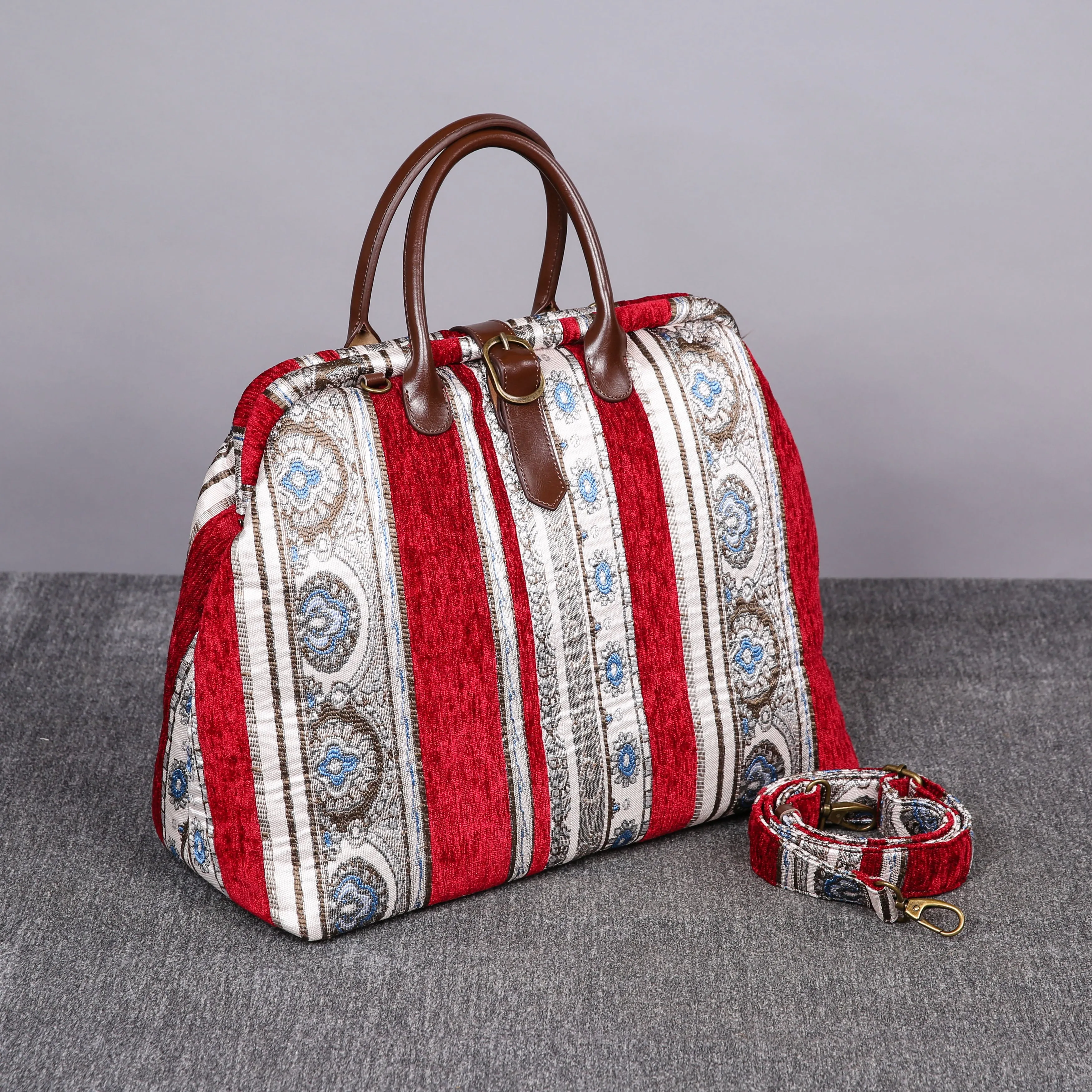Mary Poppins Carpet Bag Ethnic Stripes Wine